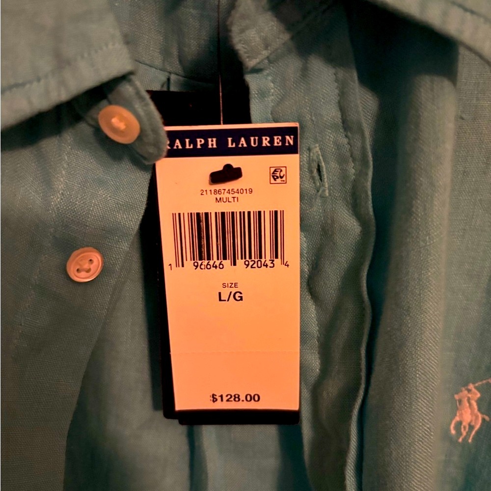 Polo Ralph Lauren Turquoise Blue Shirt Classic Design-BNWT - Picture 5 of 6